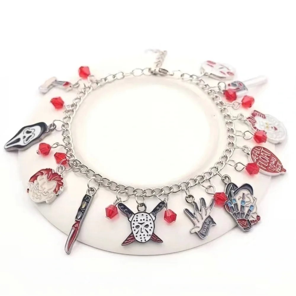 Halloween Gothic Punk Style Skull Charm Bracelet Unisex Dagger Chain Gift